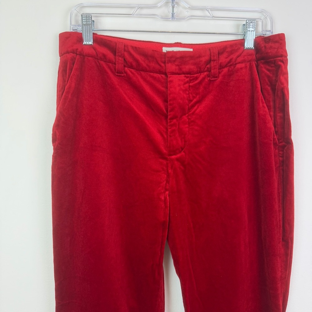 Zadig & Voltaire Prevy Velvet Flared Trousers in Red Size 40 Large - Picture 4 of 14